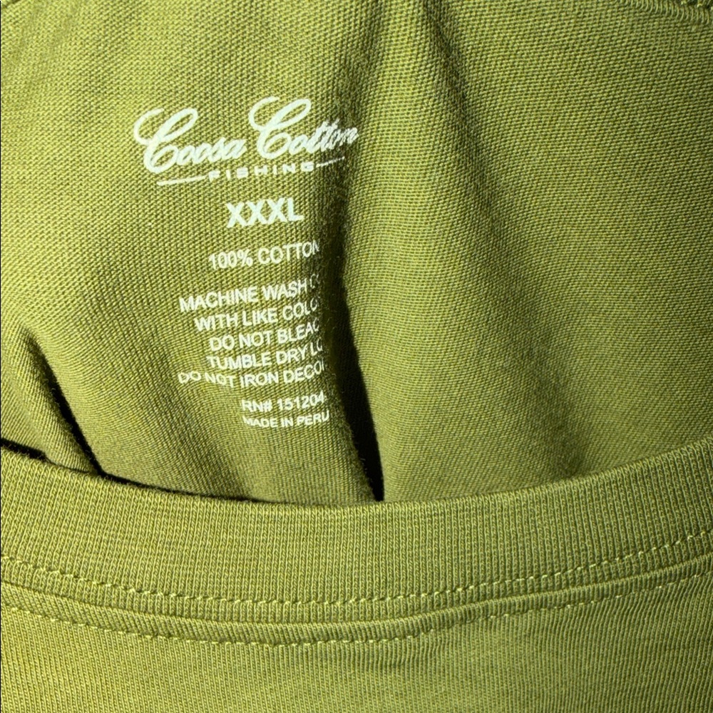 Coosa Cotton Casual Olive Green Men's Tee - Picture 2 of 5